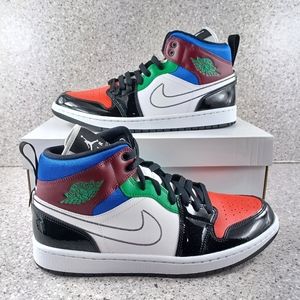 Nike Air Jordan 1 Mid Colorful Patent Leather Sneakers - Women's Size 12…